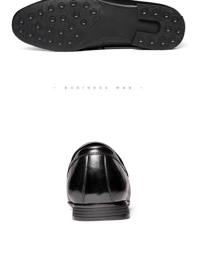 Giày lười nam da lộn mũi nhọn gót thấp, giày da nam slip-on đa năng — khóa vàng đen chi tiết 8