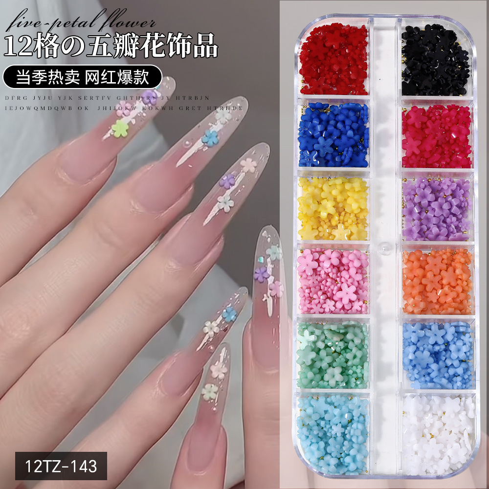 Gemas Planas de Resina para Uñas de Cinco Pétalos Decorativo DIY para Arte de Uñas image 8