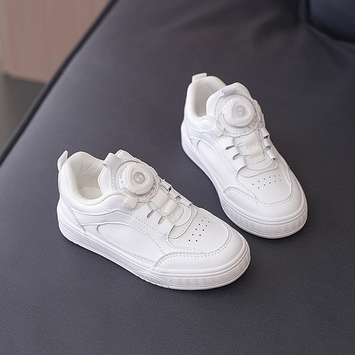 Children's white shoes, girls' sneakers, breathable casual shoes, 2024 spring new style knob boys' campus white shoes