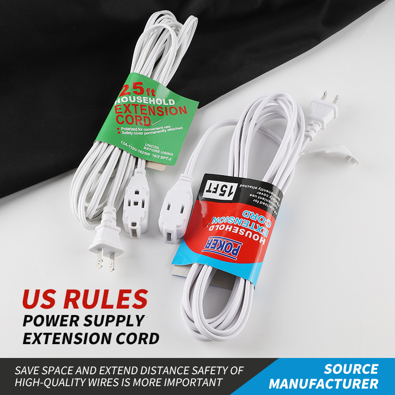 Cable de extensión de 9 agujeros Amazon con dos núcleos de conector polar de estilo americano cable de extensión doméstica interior image 2