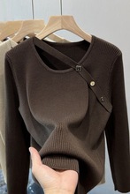 今年流行的毛衣女春秋别致上衣不规则外穿宽松长袖针织打底衫女