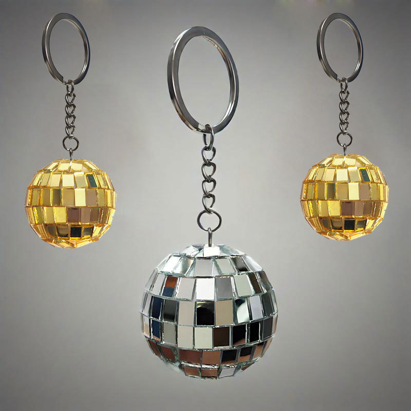 Mirror ball key ring key chain pendant DISCO reflective ball backpack ornaments Christmas ball cross border