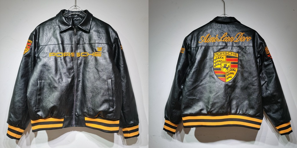 Aimé Leon Dore x Porsche 993 Turbo Leather Club Jacket Black