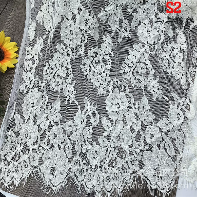 微弹下摆睫毛蕾丝花边布面料 裙子半裙车骨蕾丝布匹布料批发