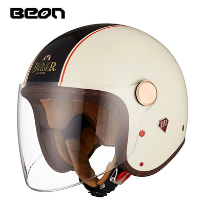 BEON Motorcycle Safety Helmet for Men and Women, Electric Vehicle Motorbike Three-Quarter Half Helmet, Carbon Fiber Sun Protection Riding Helmet