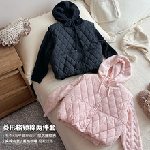 【现货】女童冬装套装2025新款洋气小女孩连帽毛衣保暖马甲宝宝秋