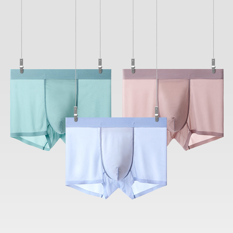 Ice silk underwear men's summer seamless mid-waist antibacterial breathable men's underwear thin Zhongshan underwear manufacturer