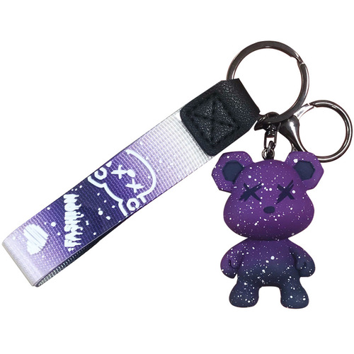 Creative Cartoon Gradient Color Changing Dragon Bear Keychain Trendy Cool Exquisite Resin Doll Keychain Couple School Bag Pendant