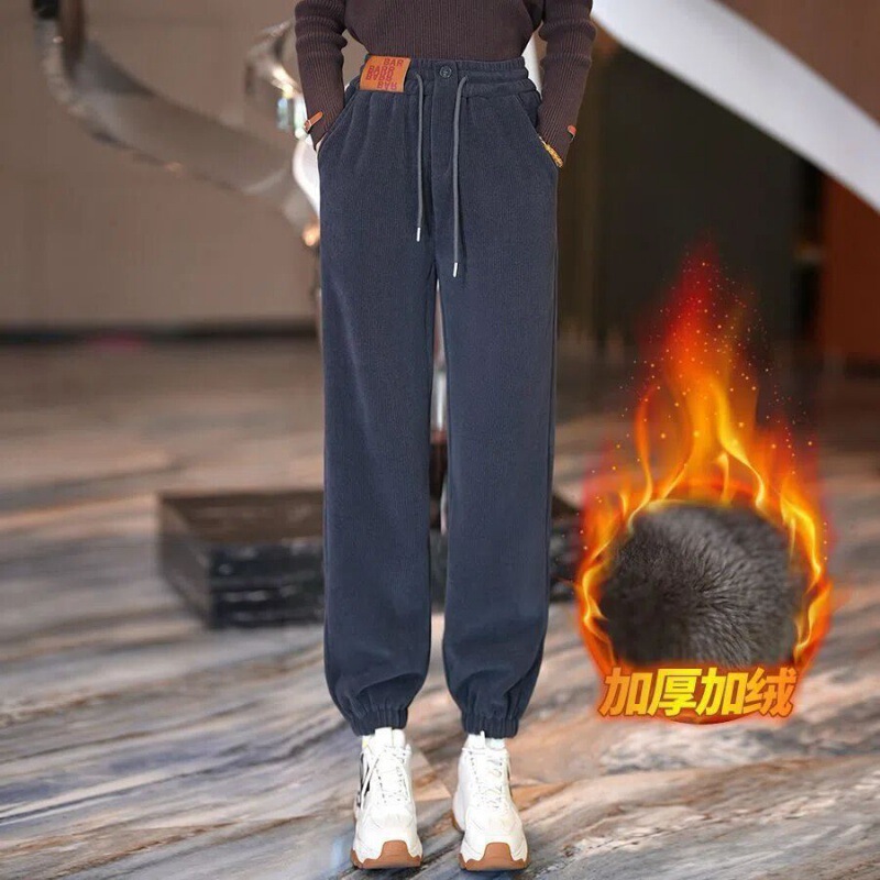秋のコーデュロイパンツ レディース 冬用 裏起毛 厚手 ハイウエスト カジュアルパンツ ストレートパンツ レギンスパンツ ハーレムパンツ スウェットパンツ|undefined