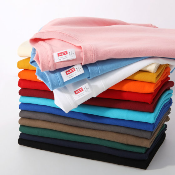 200 grams of heavy combed cotton long staple cotton shoulder solid color T-shirt group short sleeve T-shirt advertising shirt printing