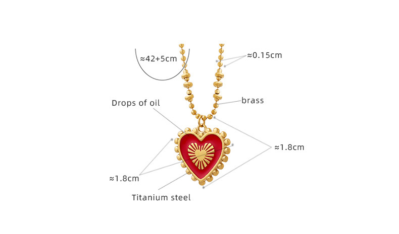 Elegant Heart Shape Titanium Steel Brass Enamel Pendant Necklace