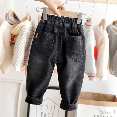 Children's winter pants for boys,  new model children's jeans, winter leisure pants for middle and small children, trendy