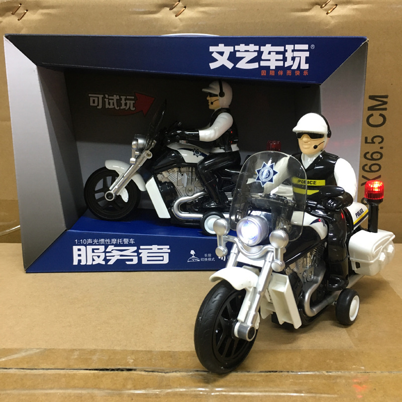 Artistic and popular large-scale inertia motorcycle police car early education children's toy car with sound, lights, music, and alarm—wholesale and dropshipping available
