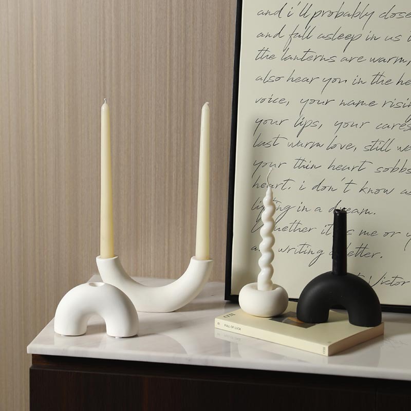 Ins cerámica decoración de la mesa de velas silenciosa viento negro y blanco decoración de la mesa de la sala de estar dormitorio decoración romántica