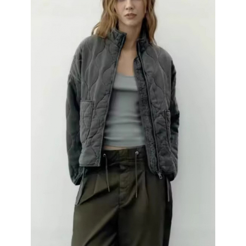 Cross-Border Amazon Hot Selling Temu Jacket Autumn and Winter New Tops Quilted Quilted Cotton Loose Jacket Casual