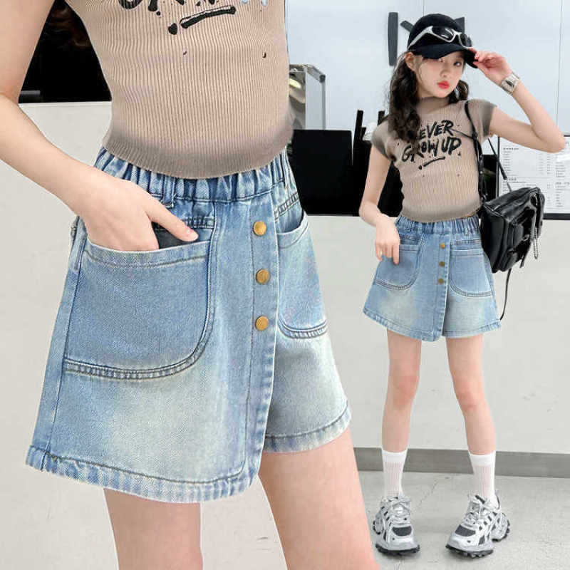 Summer Girls' Denim Skirt Pants Thin New Summer Style Girls' Shorts Trendy Outerwear Design for Older Children Pants