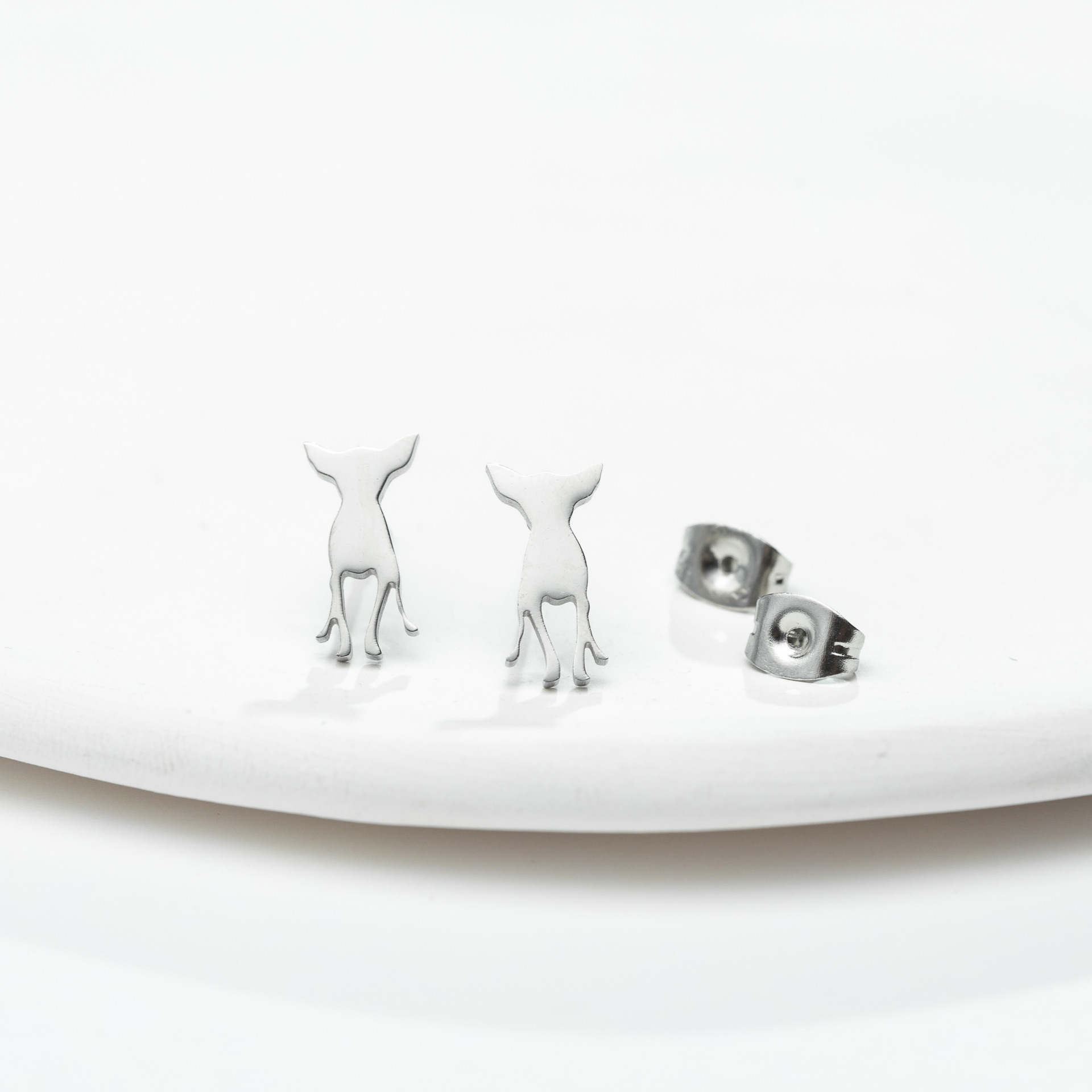 Fashion Dog Stainless Steel Plating Ear Studs 1 Pair display picture 3