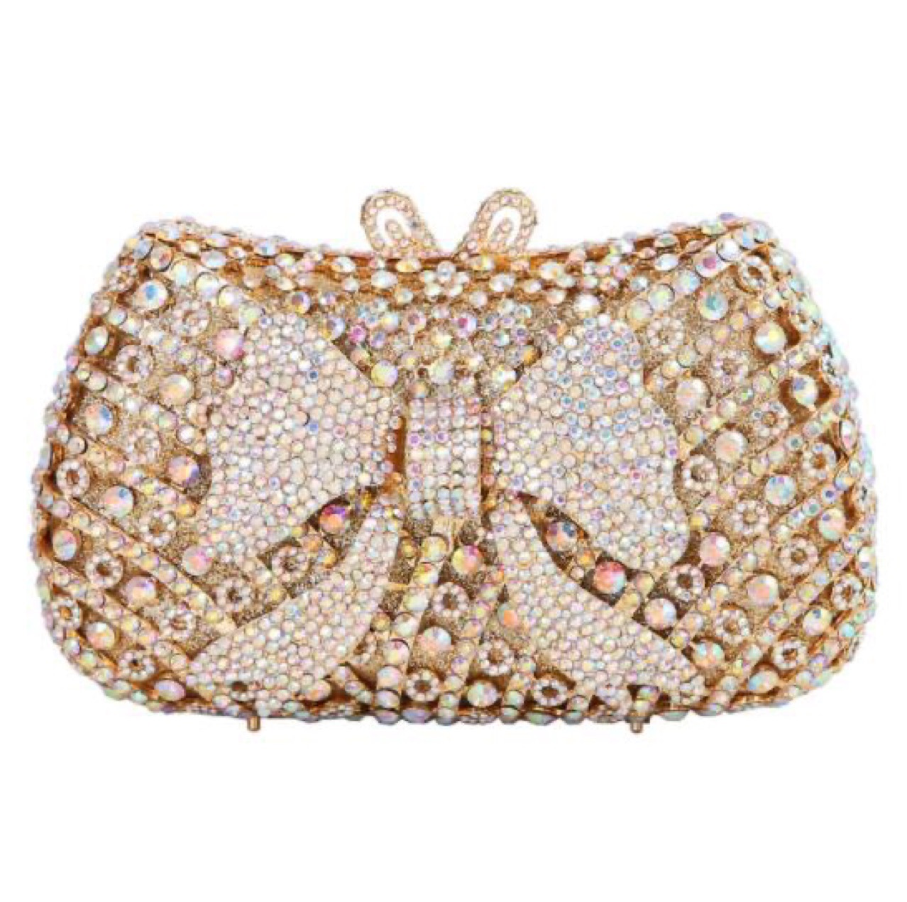 Metal hueco arco con diamantes bolsa de cena transfronteriza bolsa de mujer cadena bolsa de embrague duro