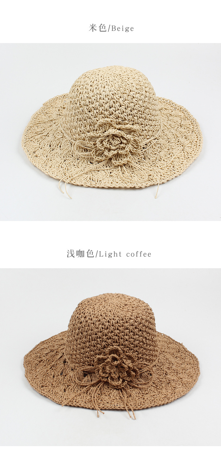 Fashion Hand-woven Flowers Foldable Sunscreen Straw Hat display picture 5