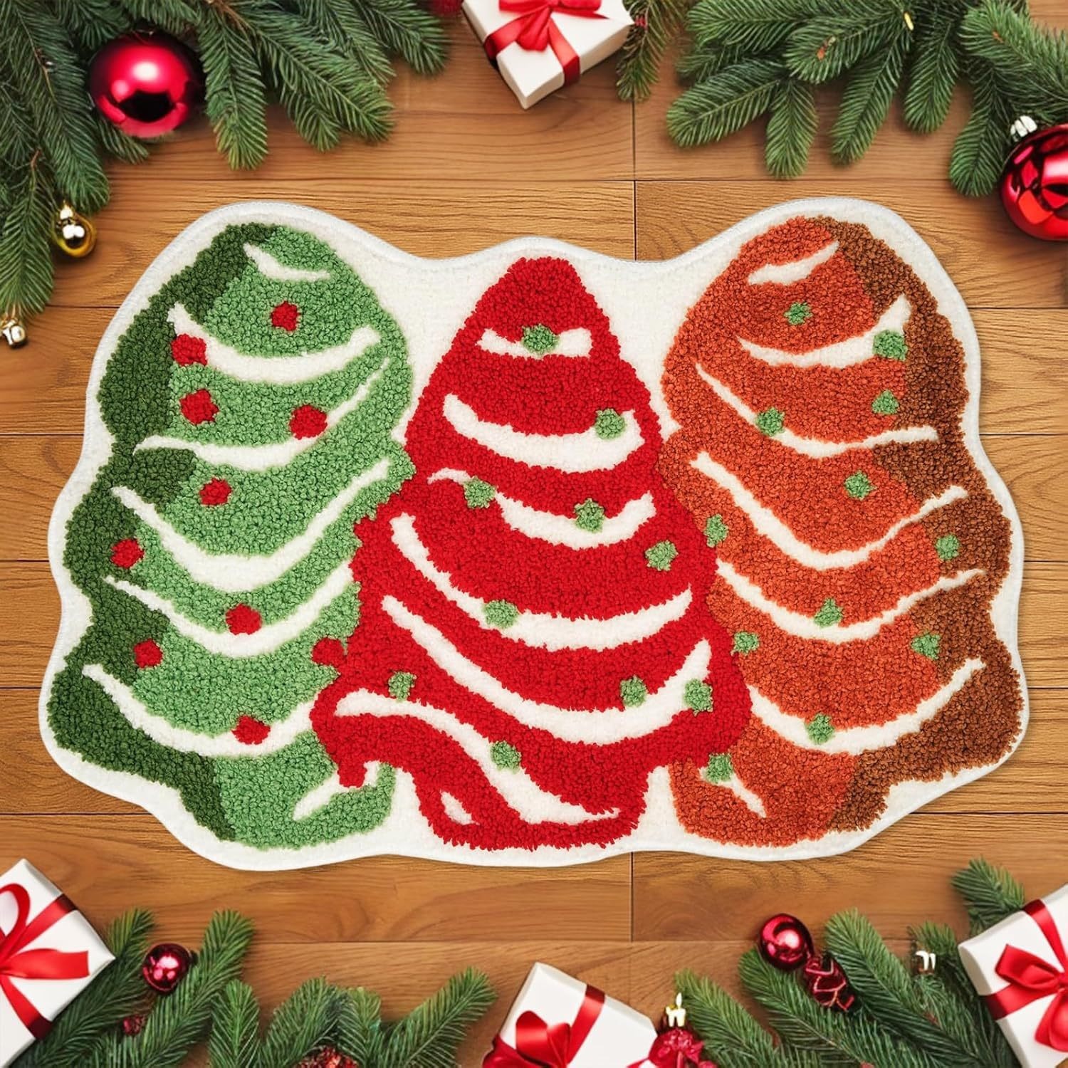 Kerstmat antislip van imitatiekasjmier voor badkamer en slaapkamer_voghion.com