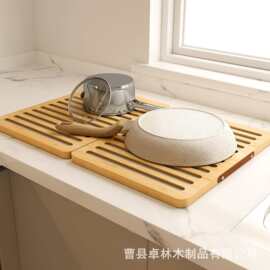 跨境碗盘沥水架家用厨房台面方形碟子收纳架可折叠抽屉碗碟整理架