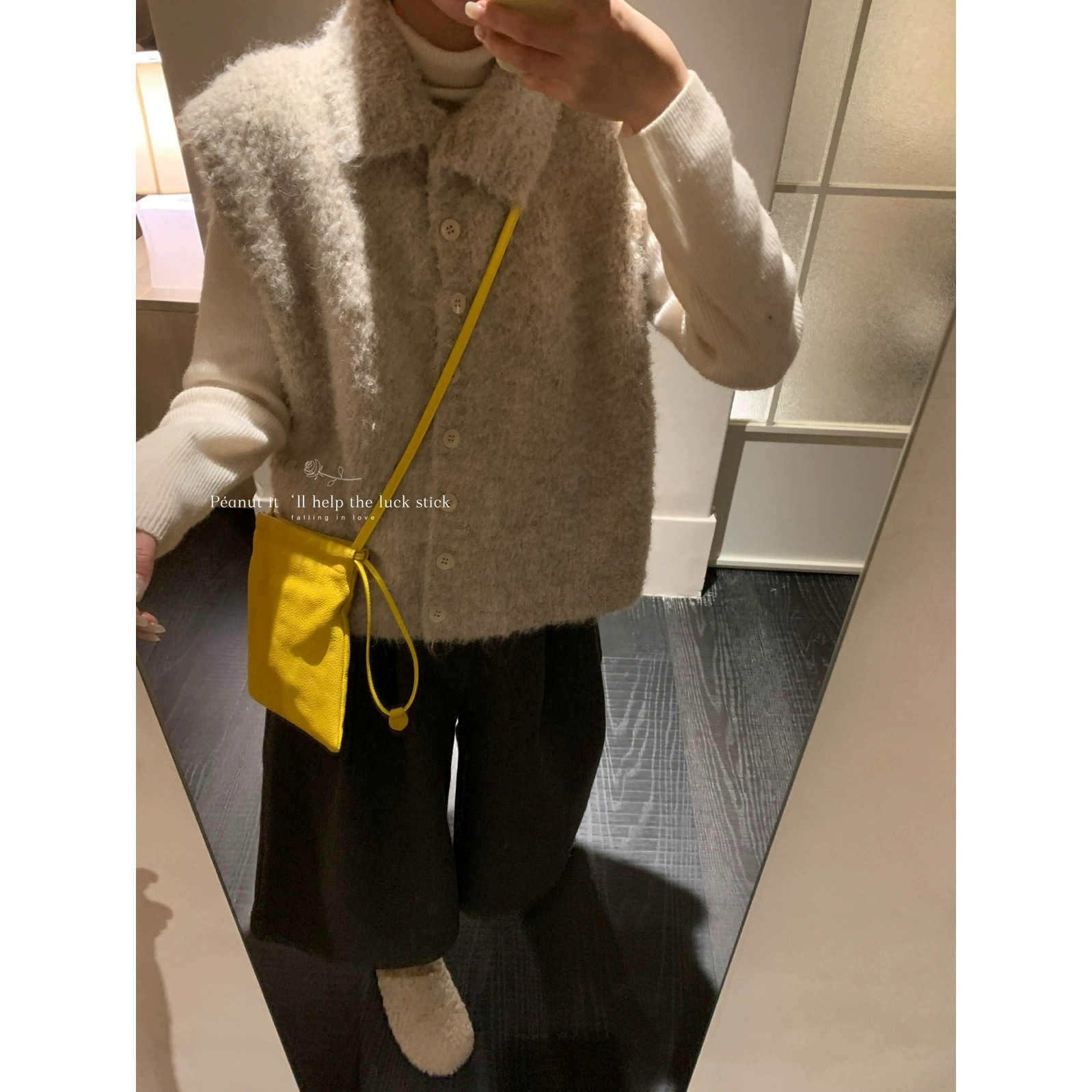 Textured Looped Button Turtleneck Sweater Women's Autumn and Winter New Korean Style Versatile Slimming Sleeveless Vest Thick Top