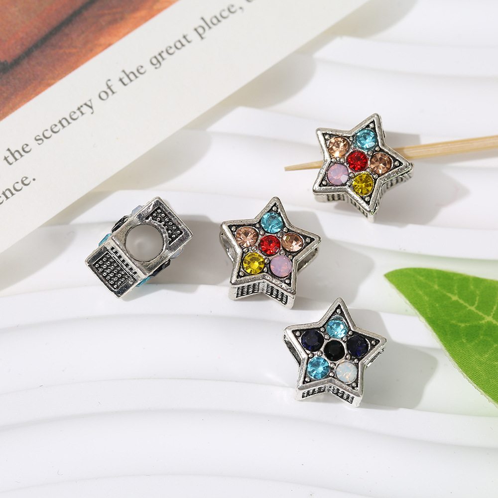 潘家合金五角星型点钻手链大孔珠捕梦网系列diy串珠手链饰品配件