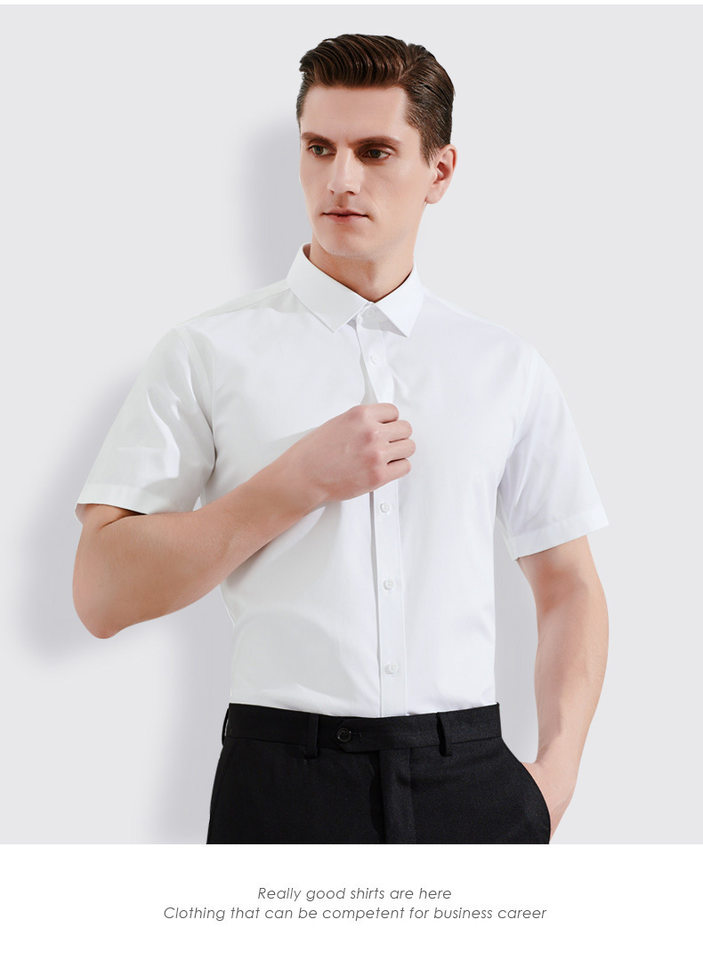 Áo sơ mi nam dài tay công sở cổ vuông, cotton chải kỹ sợi 80 dệt đôi, phong cách doanh nhân — Trắng - Cổ vuông - Dài tay, Trắng - Cổ vuông - Tay ngắn, Xanh nhạt - Cổ vuông - Tay dài, Xanh nhạt - Cổ vuông - Tay ngắn chi tiết 15