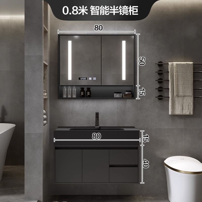 Gabinete de baño combinación cuenca nano integrado luz inteligente lavabo de lujo lavabo mesa de lavado lavabo mueble de baño