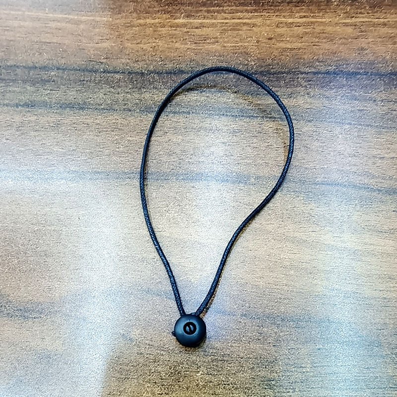 黑色蜡绳圆形按扣吊粒吊牌绳