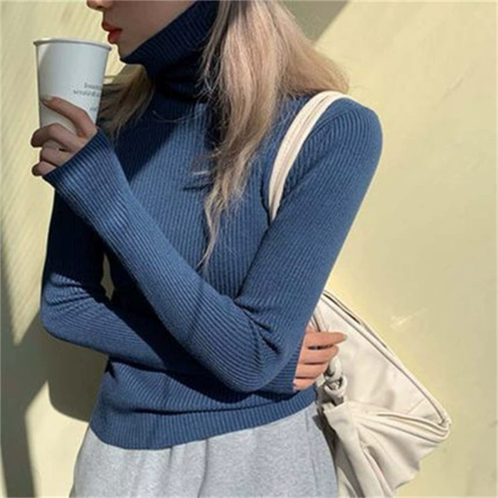 Свитер, демисезонный тёплый, с длинным рукавом, Slim fit, облегающий