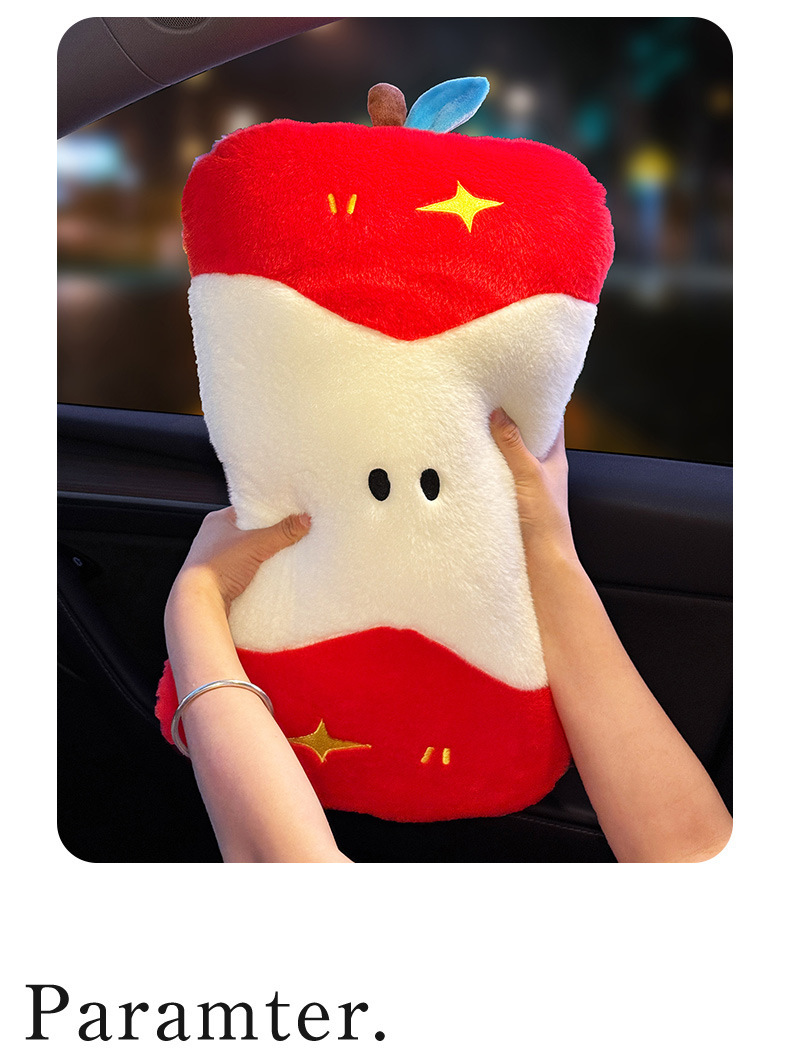 Car Headrest Plush Cute Apple Driving Lumbar Support for Women Creative Cartoon Cushion Lumbar Pad Car Backrest