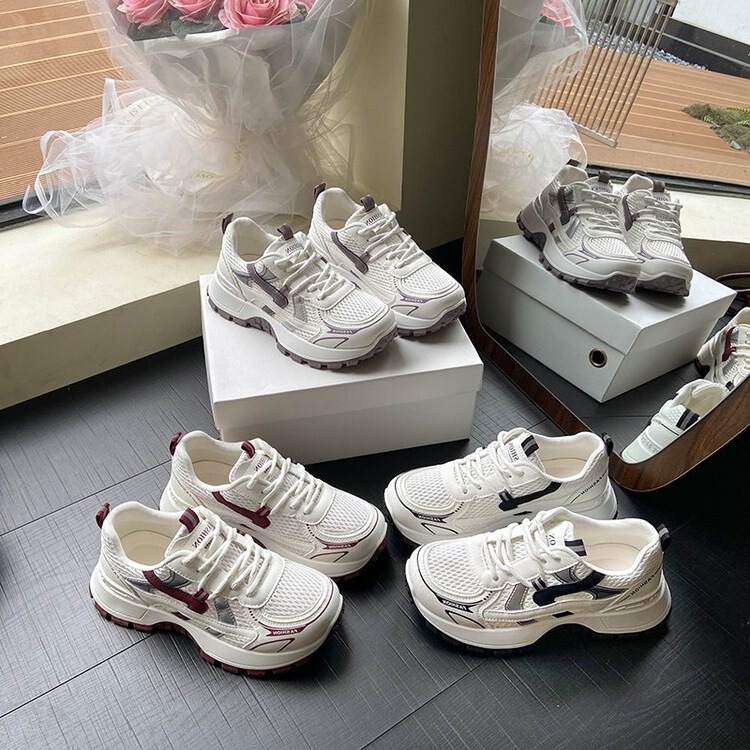 Mesh Breathable Dad Shoes for Women 2026 New Summer Thin Style Thick-Soled Casual Sports German Training Shoes