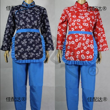 阿庆嫂采茶女村姑碎花秧歌舞台表演白毛女喜儿古装丫鬟黄梅垒德株