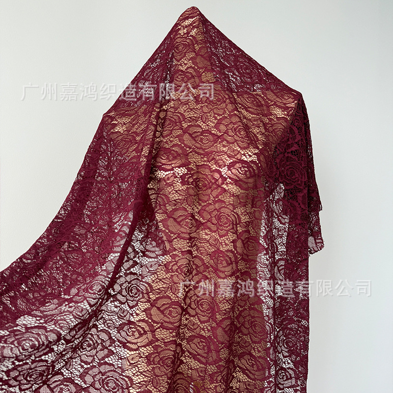Tejido de encaje elástico de poliamonio 2026 tela de ropa de mujer para hacer falda, vestido, blusa, tela