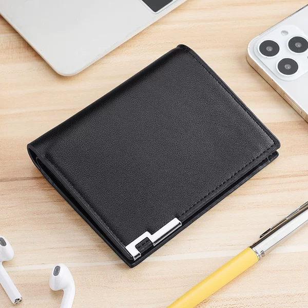 Wholesale men's wallet short European and American business black iron edge wallet horizontal young students loose leaf card wallet