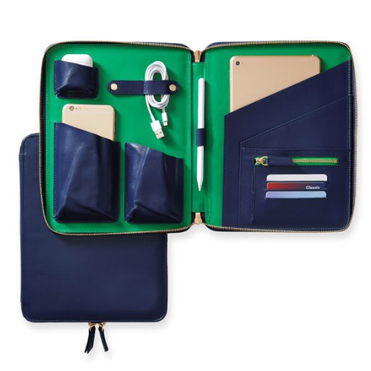 Customized High-End Genuine Leather Folder Made of Top-Layer Cowhide, Multifunctional, Can Hold Tablets, Small File Bags, and Computer Bags