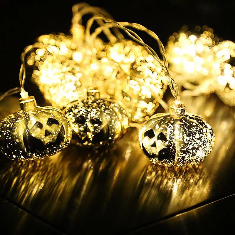 Cráneo fantasma ojo araña color galvanoplastia cráneo mano luz cadena colgante LED Halloween luz cadena calabaza Luz