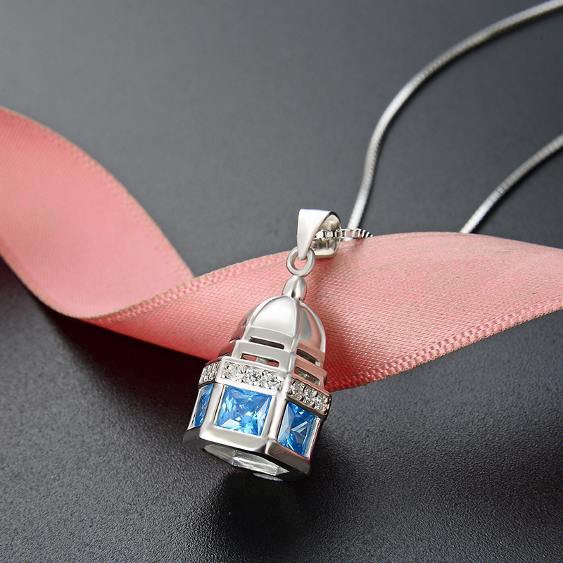 Estilo simple accesorios populares colgante estilo japonés y coreano s925 Cadena de clavícula de cristal de plata en forma de pagoda collar elegante de las mujeres