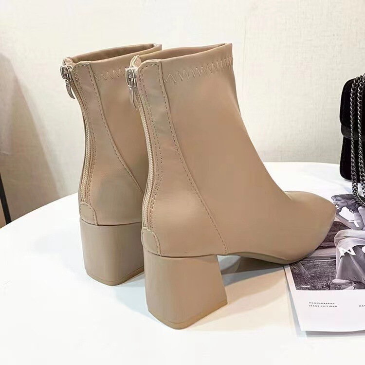 冬マーティンジッパースタイルヨーロッパとアメリカの女性の厚いヒールの女性のショートブーツと新しいスタイルのブーツ 2025 スクエアトゥの女性|undefined