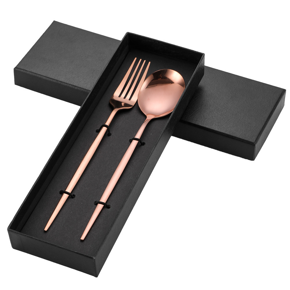 로즈 골드 포크와 스푼 커버 2PC