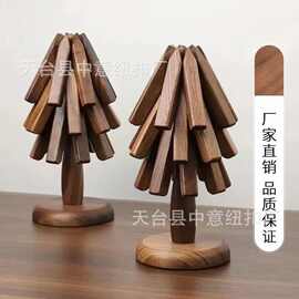 黑胡桃实木隔热垫餐桌摆件隔热垫一棵树防烫隔热垫创意小树隔热垫