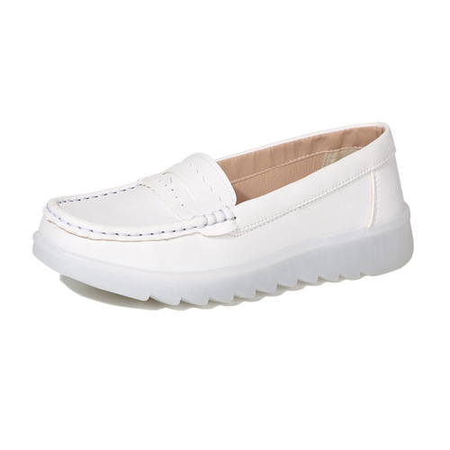  New Women's Shoes Air Cushion Nurse Shoes Women's Single Shoes Soft Sole Breathable Versatile Flat Shoes Work White Shoes