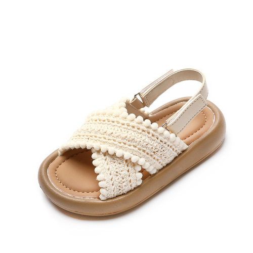 Children's sandals woven beach sand shoes summer little girl soft bottom princess style baby casual shoes