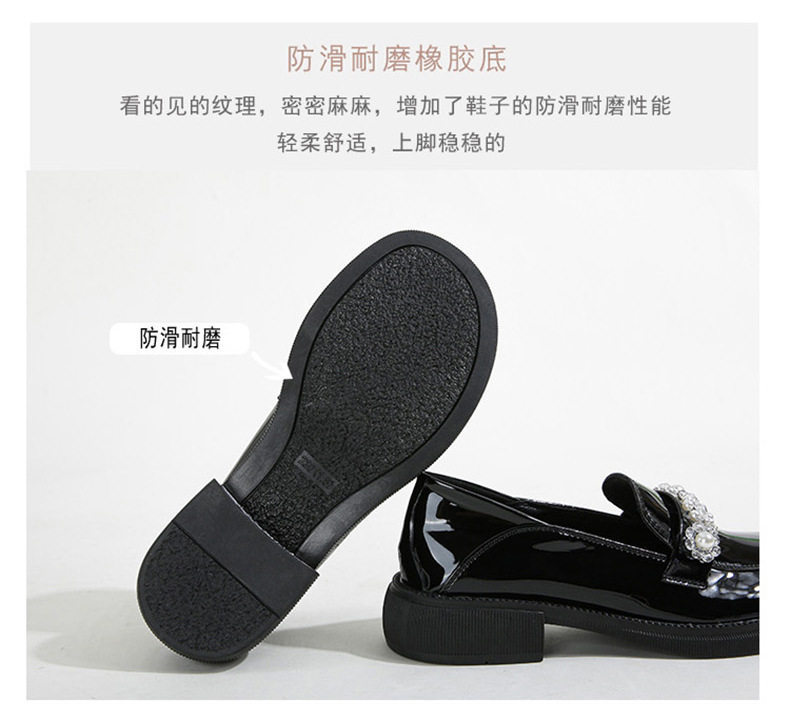Giày Mary Jane nữ mũi tròn gót vuông gót 3–6 cm, giày lười da bóng cỡ lớn — Màu đen chi tiết 12