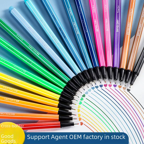 Tianhui Cross-Border Quick-Drying Marker Pen Set with Hexagonal Barrel, Quick-Drying Needle Tip Pen Set for Drawing and Marking, Special Colored Outlining Pens