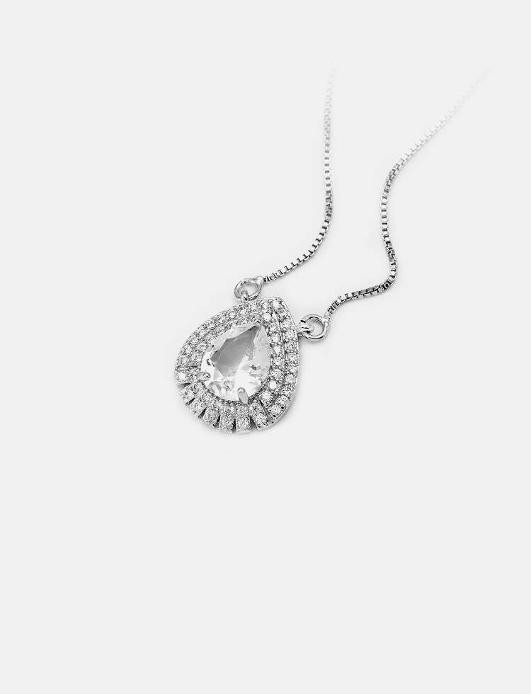 5g Weight Festival Occasion Copper Material Water Droplets Pattern Women'S Gender Plating Design Simple Style Style Black Color Simple Gold-plated Water Drop Colorful Zircon Necklace Wholesale 4
