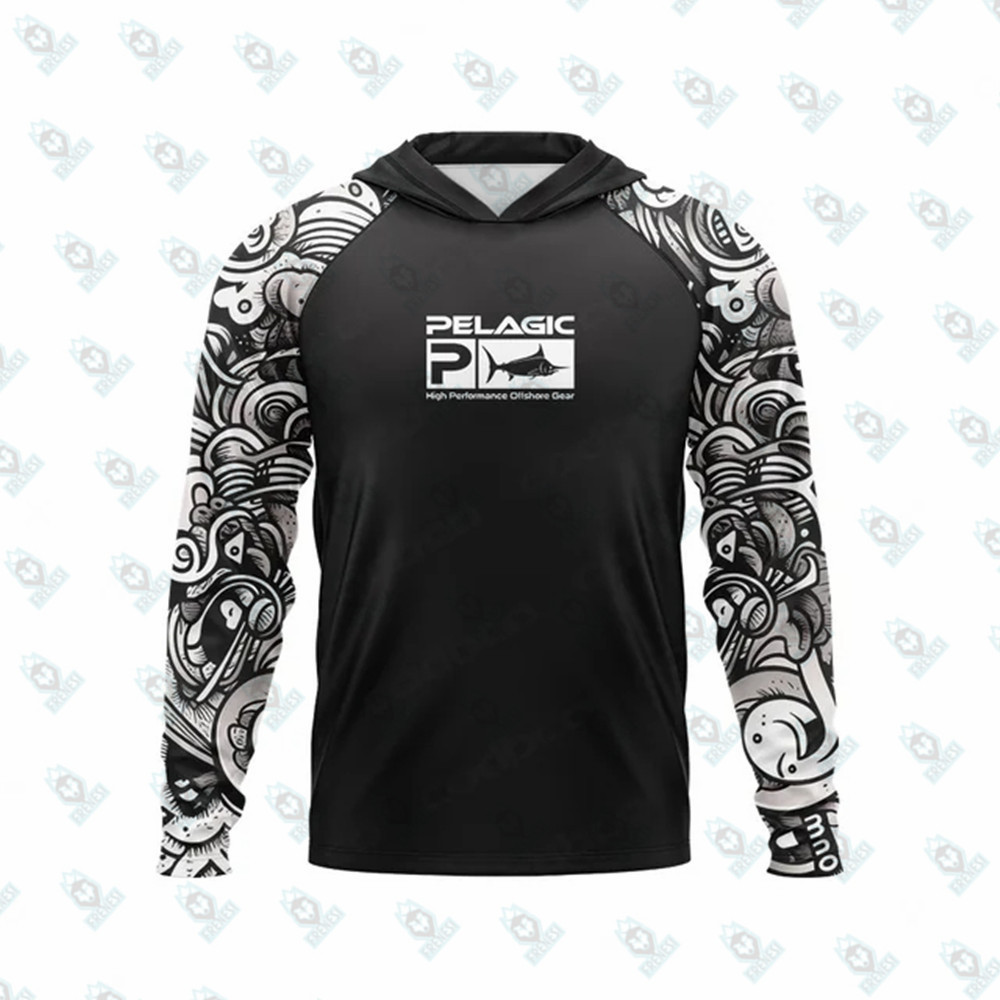 Summer Long-sleeved Hoodie Fishing Suit Sun Protection Suit Men's Long-sleeved Cold-feeling Lightweight Hoodie Luya Fishing Suit