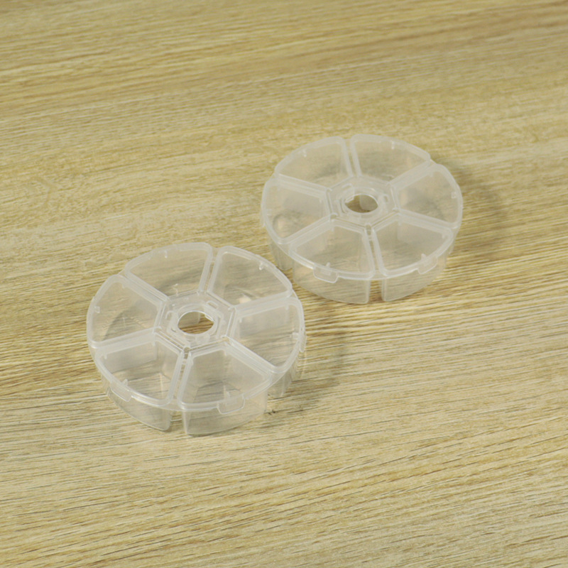 Fixed 6-Compartment Small Plastic Storage Box, Transparent Pill Organizer, Jewelry, Seed Beads, Fish Hook Accessories Packaging Box