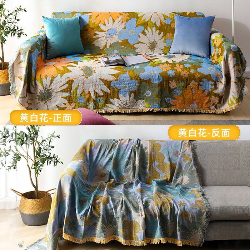 Nordic Internet celebridad sofá manta de doble cara cubierta completa sofá cojín de tela estilo ins Four Seasons universal de algodón de lino cubierta de la toalla del sofá